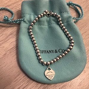 Tiffany Co Heart Tag Bead Bracelet Silver